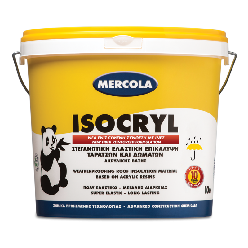 ISOCRYL 3 ΛΙΤΡΑ ΛΕΥΚΟ  MERCOLA (Ακρυλική ελαστομερής επαλειφόμενη στεγανωτική μεμβράνη ταρατσών υψηλών προδιαγραφών)